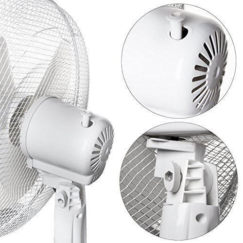 Oramics Stand Ventilator mit 3 Geschwindigkeitsstufen Ø 40cm in Weiß, 45 W Standlüfter - 5