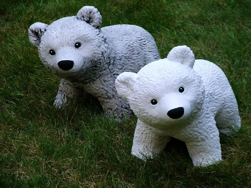 Steinfigur Berlin B„r 02 27 cm ca.11,3 kg grau-patiniert Frostfest Stein Nr.035 - 8