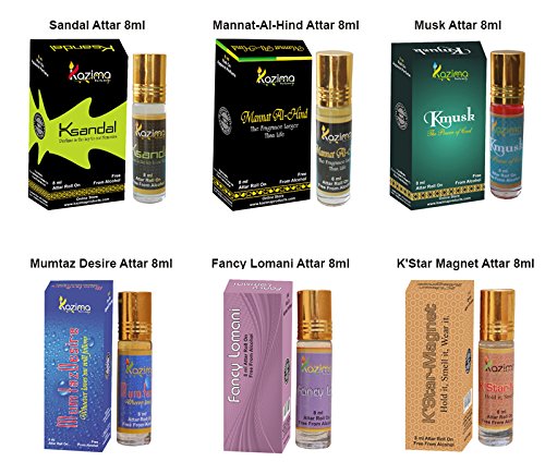 KAZIMA Fancy Fragrance Unisex Attar Perfume Combo (6 Pcs Pack of 8ML Roll On) Free From Alcohol RS.399 (63.00% Off) - Amazon