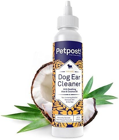 Dog Ear Cleaner - Natural Coconut Oil Solution - Best Treatment for Dog Ear Mites, Yeast and Ear Infection Causing Wax - Alcohol &amp; Irritant Free - 8 Oz.