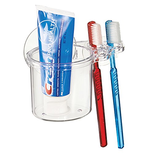InterDesign 22100EU Zahnbürsten-Center mit Saugnäpfen, transparent - 4
