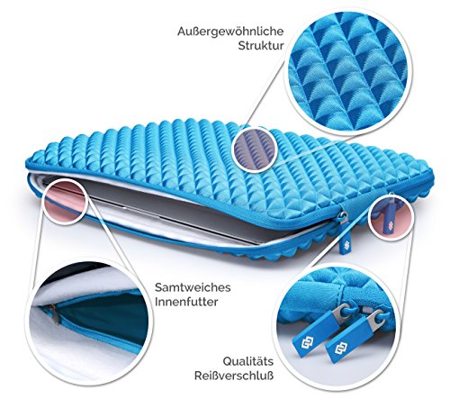 Urcover® Steppmuster Laptop Schutz-Hülle Sleeve Tasche mit Zubehörfach Blau | 15,4 Zoll 39,6 cm | Tablet Schutzhülle Notebook Cover | für Macbook iPad Galaxy Tab | Aktentasche - 8