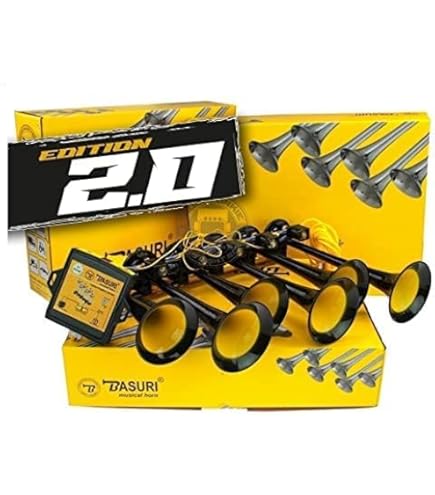 YIYIDA Klaxon De Voiture Compresseur D'air Noir, Kit De Pompe à Air 12V, Avec Tuyau