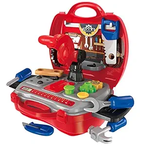 SHLOFOR  Play Set Toy Construction Tools Kit Toys Portable Tool Toy with Accessories Briefcase Boys Girls Engineer Toolbox kit Kids Workshop Toll Box (Set of 19 Pieces)