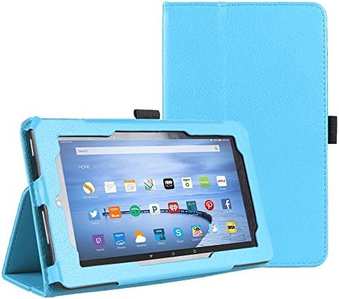 All-New Fire HD 8 Tablet Case PU leather Slim Folding Stand Cover for Fire HD 8 (7th Generation, 2017 Release Only) (Blue)