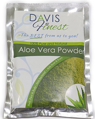 Davis Finest Aloe Vera Powder - 100% Pure and Natural Plant Powder Rich in Amino Acids and Vitamins for Skin and Hair Problems - Facial Mask to Heal Scars and Acne - Conditions Dry Itchy Scalp - Aids Hair Growth (50g) (100g)