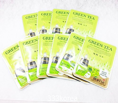 Korean Cosmetics Malie Green Tea Hydrating Essence Face Mask 10Sheet