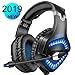 Produktbild Gaming Headset für PC PS4 Xbox One, DIZA100 Professioneller Gaming Kopfhörer mit Noise Cancelling Mikrofon LED Dazzle Light für Laptop Mac Tablet Nintendo-Blau