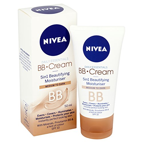 Nivea Daily Essentials BB Cream 5-in-1 Beautifying Moisturiser Medium to Dark SPF 10 - 50 ml Pack of 3