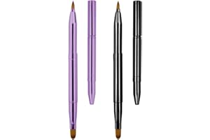 Unaone [2 Pack] Lip Brush for Lipstick, Retractable Lip Brushes, Dual-ended Makeup Brush for Lipstick Lip Gloss, Include Lid