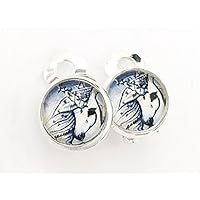 Einhorn Kinder Ohrclips Ohrringe Ohrstecker handgefertigt by Schmuckphantasien in silber mit Glas-Cabochon und 10mm Motiv Unicorn handmade clips for kids