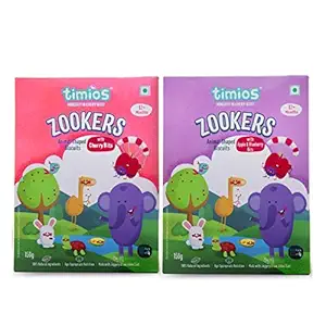 Timios Zookers Mix Flavours | Kids Snacks | Baby Snacks for 12+ Months | Nutritious & 100% Natural Animal Shaped Biscuit | Pack of 2