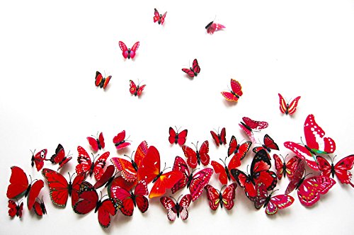 Tomkity 96 PCS 3D 8 Farbe Schmetterlinge Wanddeko Aufkleber Abziehbilder Schlagfestem Kunststoff Schmetterling Dekorationen, Wand-Dekor - 5