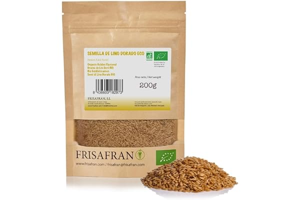 FRISAFRAN | Ekologiskt Hel Gyllene Linfrö 200g | Ekologisk supermat | gyllene linne | Bruna linfrön | Fettsyror | Naturlig fiberkälla | Omega 3