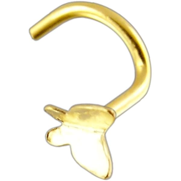 Piercing Al Naso In Oro Giallo 14k | Con Pietra CZ Quadrata, Barra 20 Gauge (0.8mm), Lunghezza 7mm, Per Narice