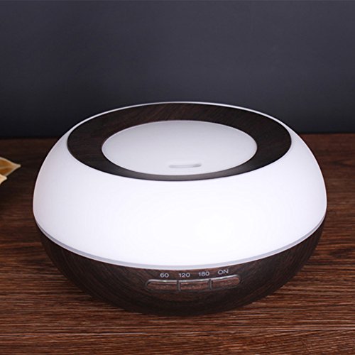 Aroma Diffuser, YCTA 300ml Holzmaserung Luftbefeuchter Ultraschall Öl Diffusor Duftzerstäuber Humidifier Aromatherapie Diffusor Tragbarer mit 7 Farben LED Licht für Babies Kinder(WOOD1-Dark Brown) - 9