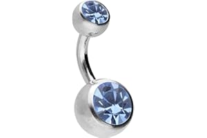 PIERCINGLINE Piercing Ombligo Acero Quirúrgico 2 CRISTALES Piercing Bananabell Banana Elección de color y tamaño