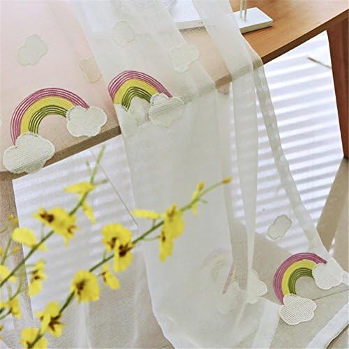 BKFF® Tulle curtains Embroidery Cartoon Window curtains Simple for Child Living Room Bedroom Bay Eindow Balcony Curtain 1 PCS , width 250*, high 260, hook a piece
