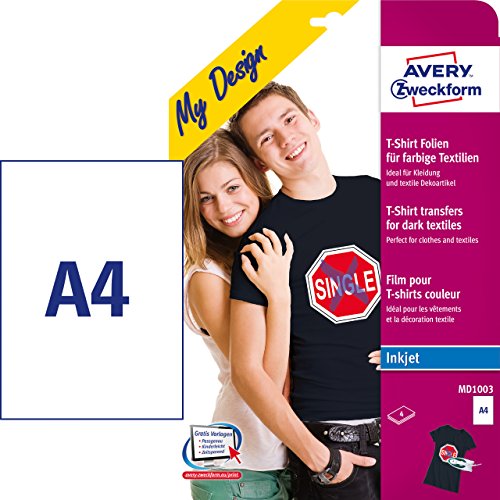 Avery Zweckform MD1003 Textilfolien für farbige Textilien (A4, 210 x 297 mm) 4 Blatt - 3
