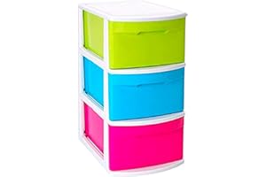 Acan Tradineur – Cajonera Tamesis Multiusos de 3 cajones – Sin Ruedas – Fabricado en plástico – 58,5 x 28,5 x 39 cm – Multicolor