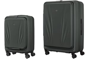 WENGER Skyon 2-Piece Suitcase Set, Carry-On Luggage + Large Travel Case, Hard-Shell, Trolley, Laptop and Tablet Compartment, Security Lock, Anthracite, 653570