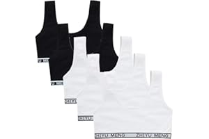 Bevalsa Lot de 5 Filles Brassieres Dentelle,Bra Gilet sous-vêtements Bustier Fille Soutien-Gorge de Sport Uni Basique Débardeur Crop Tops Haut Bandeau Lingerie 10-14ans