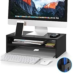 1home Moniteur Stand Lever PC Ecran/Ordinateur en Bois Noir L420 XP 235 x H142mm