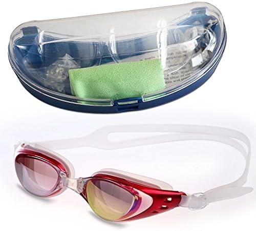 Kingseye Anti-Fog 100UV Swimming Goggles with Protective Case , Nose Clip , Ear Plugs for Adult Children Men Women And Kids