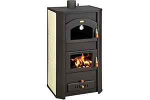 EEK A Wasserführender Kaminofen mit Backfach Prity FGW20, Creme - 23 kW + BIMSCHV II