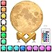 Produktbild AFBEST 3D Mond Licht 12cm LED Nachttischlampe, Mond Lampe mit Touch Control &USB Wiederaufladbare &Anpassbare Helligkeit und 16 Farbe ,beste Licht für Kinderzimmer und Romantisch Licht Geschenk