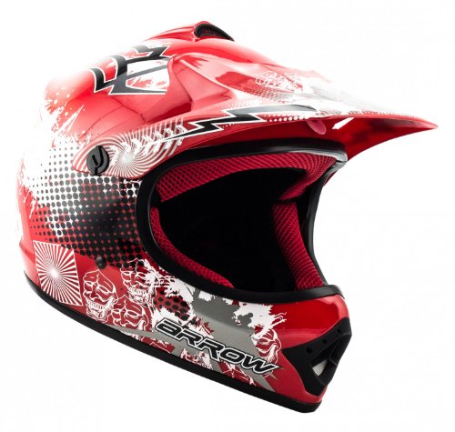 ARROW HELMETS AKC-49 Red Moto-Cross-Helm Cross-Helm Kinder-Cross-Helm Helmet Sport Junior Kids Quad Pocket-Bike Enduro MX Motorrad-Helm Cross-Bike Kinder-Helm, DOT zertifiziert, inkl. Stofftragetasche, Rot, S (53-54cm)