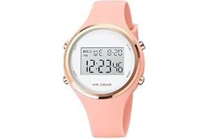 XCZAP Women’s Digital Sports Watch Waterproof LED Display Wristwatch with Alarm, Stopwatch Backlight Lightweight PU Strap, Ideal for Girls, Teens Outdoor Fitness