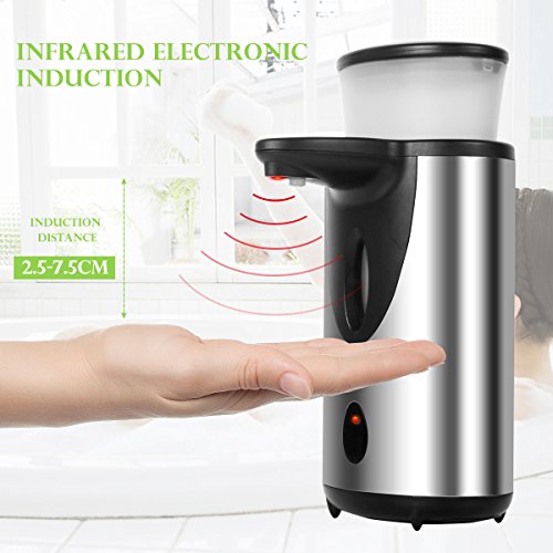 Seifenspender Sensor Infrarot Ohne Bohren 300ML / Automatisch Berührungslos Elektrisch / Edelstahl Set Nachfüllbar Gebürstet Design / Automatik Seifendosierer für Dusche Küche Bad / Soap Dispenser Automatic - 2