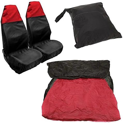 Feikai Universal Car Covers Dustproof Waterproof Front Car Seat Cushion Protectors Interior Styling Car Van Bucket Seat Cover 2 Black/Red