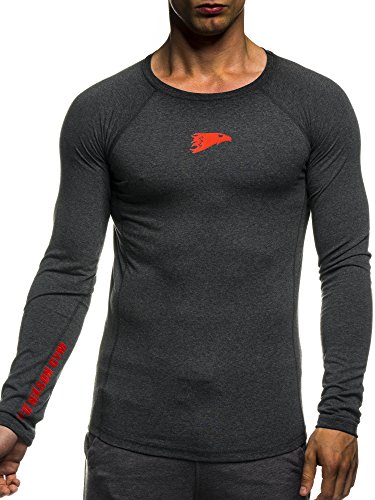LEIF NELSON GYM Herren Fitness Sweatshirt T-Shirt Rundhals Langarm Trainingsshirt Training LN06283 - 2