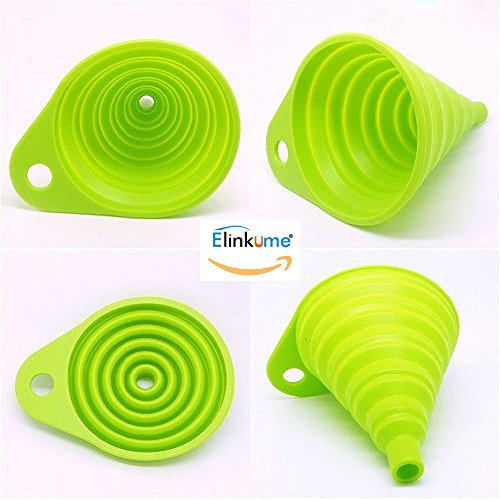 ELINKUME Mini-Silikon Gel praktische faltbare Faltung Funnel Trichter Küchenhelfer (Runde Form) (Grün) - 5