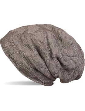styleBREAKER Feinstrick Beanie Mütze mit Stern Strick Muster und weichem Fleece Innenfutter, Unisex 04024089