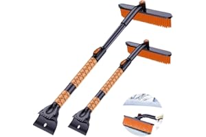 FARYODI Auto Eiskratzer Reinigungsbürste Schneebesen, Auto Ausziehbare Schneebürste mit Drehbarer Bürstenkopf und Ergonomischem Schaumstoffgriff für SUV LKW Windschutzscheibe