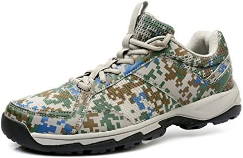 Mens Outdoor Military Training Shoes Lace-up Camo Hiking Trekking Low Rise Shoes (Camo, 7.5-8UK)