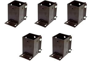 5 x Fence Post Holder 75mm posts Support Flush Fit Shoe Anchor Clamp Grip Brown for 75mm x 75mm posts (3") Eliza Tinsley Swiftpost, Pack of 5