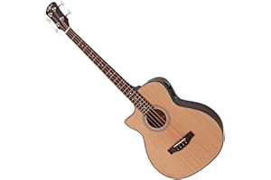 Gear4music AB100 Guitare basse acoustique pour gaucher Naturel