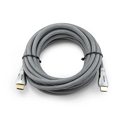 HDMI Kabel 5M – Silver edition – HDMI 2.0 a/b kompatibel – HDR / Ultra HD 4K (2160p) / Full HD 1080p – Hohe leistung mit 3D, Ethernet und Audio Return Channel (ARC) – Mehrfach Schirmung – Nylon umflochten - 4