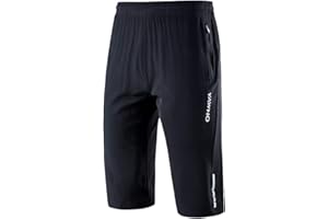YAWHO Herren Sporthose Kurz Hose Laufshorts Trainingsshorts Schnelltrocknend mit Reißverschlusstasche/Jogging Hose für Workout,Laufsport,Fitness