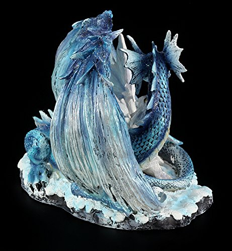 Drachen Figur – Mutter mit Jungem weiß-blau - 6