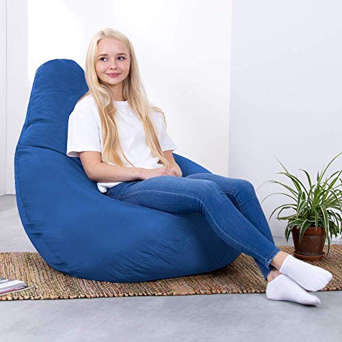 Hi-BagZ® Outdoor Bean Bag mit hoher Rückenlehne – Garten Sitzsack BLAU – 100% Wasserabweisend - 4