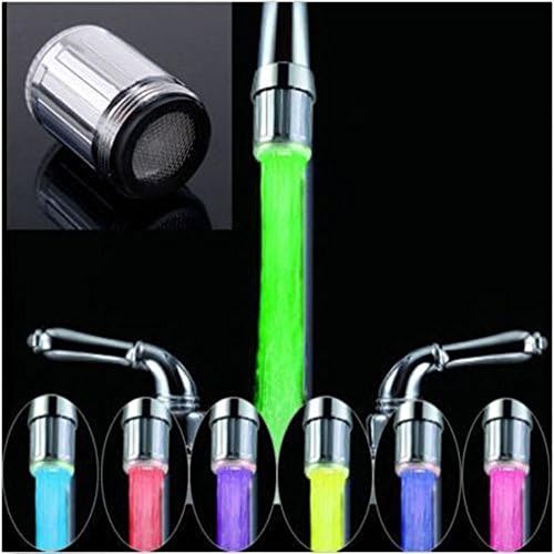 3 Color Sensor LED Light 7 Colors Changing Shower Tap Head Water Faucet Tap F...