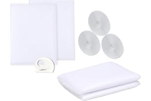 GOZINA 3 Stück Fliegengitter Fenster, Insektenschutz Fenster Zuschneidbar, Fliegengitter Fenster ohne Bohren, selbstklebend 1.3m * 1.5m, Kinderleichte Montage, Zuschneider Inklusive (Weiß)