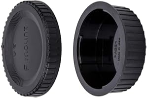 JJC Body Cap + Rear Lens Cap Set for Nikon F Mount DSLR Cameras & Nikon F Mount Lens System - Upgrade Luxury Version (1 Set)