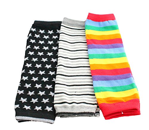 Baby Toddler Boy Legwarmers Pack of 3 - STARS GREY RAINBOW STRIPES