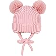 Adorazone Baby's Super Warm Winter Woolen Skull Beanie Cap with Fur Inside| Double Pompom Baby Hat (Age: 6 Months to 3 Years)